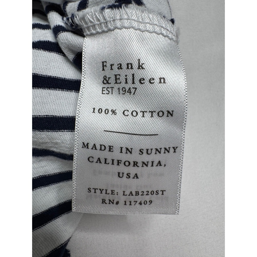 Frank & Eileen Charlotte Perfect Polo Striped V-Neck T Navy White Womens Medium - Picture 3 of 6